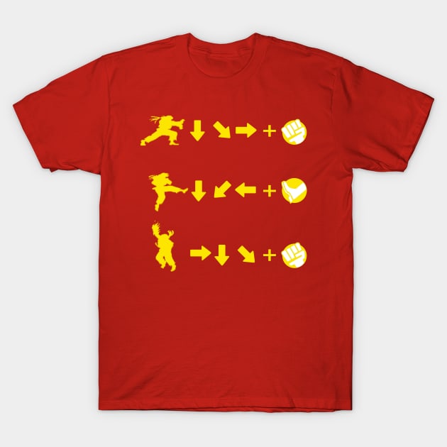 Street Fighter Moves - Ken Masters T-Shirt by GuiNRedS